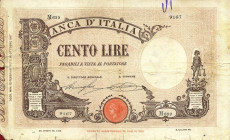 CARTAMONETA - BANCA d'ITALIA - Vittorio Emanuele III (1900-1943) - 100 Lire - Barbetti con matrice 12/02/1927 - Fascio Alfa 341; Lireuro 17B R Stringh...