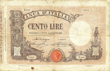 CARTAMONETA - BANCA d'ITALIA - Vittorio Emanuele III (1900-1943) - 100 Lire - Barbetti con matrice 14/10/1924 Alfa 322; Lireuro 15/50 Stringher/Sacchi...