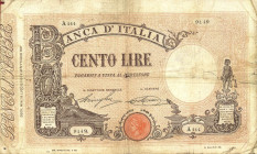 CARTAMONETA - BANCA d'ITALIA - Vittorio Emanuele III (1900-1943) - 100 Lire - Barbetti con matrice 18/07/1924 Alfa 320; Lireuro 15/48 Stringher/Sacchi...