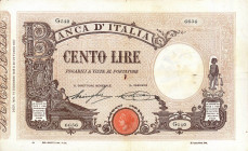 CARTAMONETA - BANCA d'ITALIA - Vittorio Emanuele III (1900-1943) - 100 Lire - Barbetti con matrice 18/12/1925 Alfa 328; Lireuro 15/56 Stringher/Sacchi...
