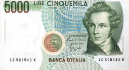 CARTAMONETA - BANCA d'ITALIA - Repubblica Italiana (monetazione in lire) (1946-2001) - 5.000 Lire - Bellini 10/09/1992 Alfa 812; Lireuro 69C Ciampi/Sp...