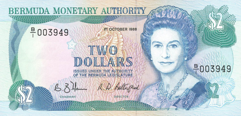 CARTAMONETA ESTERA - BERMUDA - Elisabetta II (1952) - 2 Dollari 01/10/1988 Pick ...