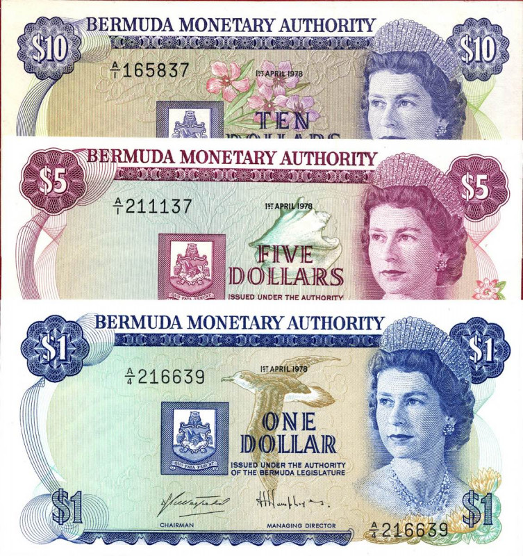 CARTAMONETA ESTERA - BERMUDA - Elisabetta II (1952) - Serie 01/04/1978 Pick 28/3...
