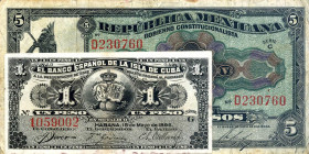 CARTAMONETA ESTERA - CUBA - Repubblica - Peso 15/05/1896 Assieme a Messico 5 pesos - Lotto di 2 biglietti
Assieme a Messico 5 pesos - Lotto di 2 bigl...