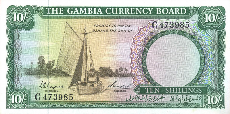 CARTAMONETA ESTERA - GAMBIA - Repubblica - 10 Scellini (1965-70) Pick 1
qFDS