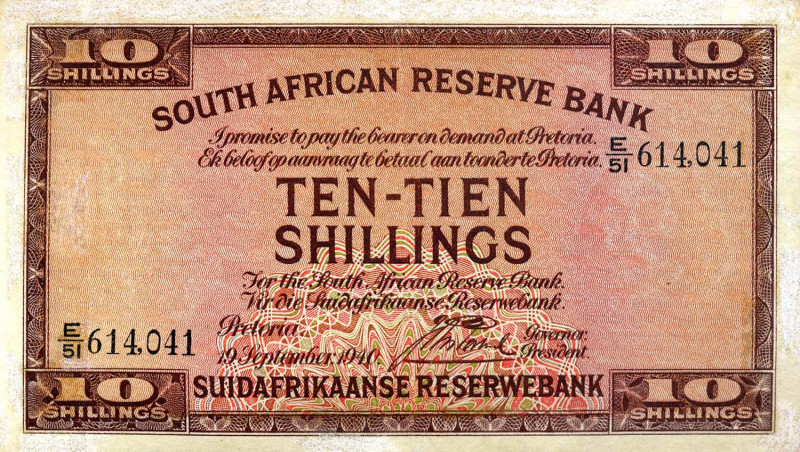 CARTAMONETA ESTERA - SUD AFRICA - Giorgio VI (1936-1952) - 10 Scellini 19/09/194...