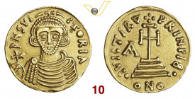 BENEVENTO ARICHI II, Principe (774-787) Solido D/ Busto frontale con globo crucigero R/ Croce potenziata su gradini; a s. A MIR 182 Au g 3,85 • Ex Kun...