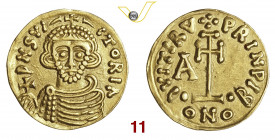 BENEVENTO ARICHI II, Principe (774-787) Tremisse D/ Busto frontale con globo crucigero R/ Croce potenziata su gradini; a s. A MIR 182 Au g 1,21 SPL
