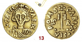 BENEVENTO GRIMOALDO III, Principe (788-806) Tremisse D/ Busto frontale con globo crucigero R/ Croce potenziata su gradini tra G R MIR 185 Au g 1,07 • ...