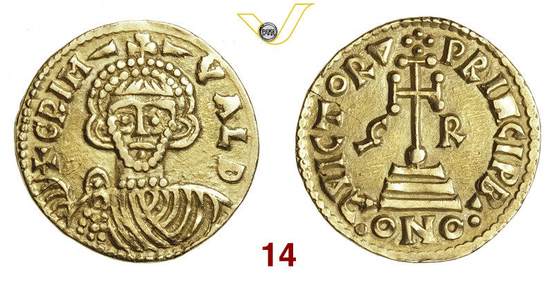 BENEVENTO GRIMOALDO III, Principe (788-806) Solido col nome di Carlo Magno D/ Bu...