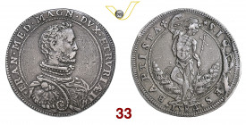 FIRENZE FRANCESCO I DE' MEDICI (1574-1587) Piastra 1584 D/ Busto corazzato R/ San Giovanni Battista con lunga croce MIR 181/7 Ag g 32,29 BB