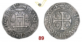 GENOVA DOGI BIENNALI, II fase (1541-1637) Scudo 1623, sigle GF D/ Castello sormontato da corona e accantonato da croci R/ Croce con quattro stelle nei...