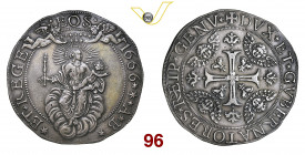 GENOVA DOGI BIENNALI - III fase (1637-1797) Scudo largo 1666, sigle AB D/ La Madonna col Bambino sulle nubi; in alto due angeli con corona di stelle R...
