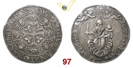 GENOVA DOGI BIENNALI, III fase (1637-1797) 1 Scudo largo 1676 sigle ILM MIR 290/9 Ag g 37,85 • Patina di medagliere BB