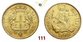 GENOVA DOGI BIENNALI - III fase (1637-1797) 96 Lire 1796, stella dopo la data MIR 275/4 Au g 25,20 • Difetto del tondello sulle vesti della Madonna ma...