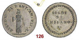 MANTOVA REPUBBLICA CISALPINA (1797-1799) 5 Soldi 1796A. VII (1799) Pagani 258 Mi g 2,83 q.FDC