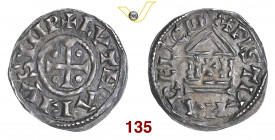 MILANO LOTARIO I (840-855) Denaro s.d. D/ Croce con globetti R/ Tempio Ag g 1,60 • Bella patina; di incerta attribuzione alla zecca di Milano q.SPL