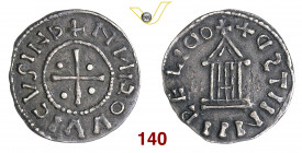 MILANO LUDOVICO II (855-875) Denaro s.d. D/ Croce R/ Tempio MIR 9 CNI 12/27 Ag g 1,46 • Di incerta attribuzione alla zecca di Milano BB