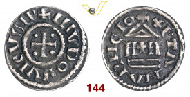 MILANO LUDOVICO II (855-875) Obolo s.d. D/ Croce R/ Tempio CNI 48/55 Coll. Verri 19 Ag g 0,62 BB