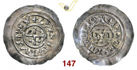 MILANO CARLO IL GROSSO, Re (879-881) Denaro di stampo largo s.d. D/ Croce con globetti R/ Tempio MIR 13 Crippa 1 Ag g 1,68 BB