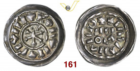 MILANO RODOLFO II di Borgogna (922-926) Denaro scodellato s.d. D/ Cristogramma R/ MED OLA e legenda circolare MIR 28 CNI 1/10 Ag g 1,22 • Bella patina...