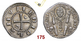 MILANO PRIMA REPUBBLICA (1250-1310) Ambrosino o Grosso da 8 Denari s.d. D/ Croce con 2 crescenti R/ S. Ambrogio seduto con pastorale MIR 66/2 CNI 10/2...