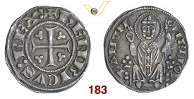 MILANO ENRICO VII DI LUSSEMBURGO, Re (1310-1313) Ambrosino s.d. D/ Croce con trifogli R/ S. Ambrogio seduto MIR 73 CNI 24 Ag g 1,84 buon BB