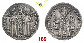 MILANO ENRICO VII DI LUSSEMBURGO, Imperatore (1312-1313) Grosso s.d. D/ I Santi Gervasio e Protasio stanti R/ S. Ambrogio seduto MIR 77 CNI 15/23 Ag g...