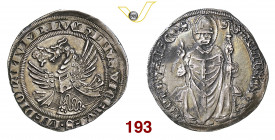 MILANO LUCHINO e GIOVANNI VISCONTI (1339-1349) Grosso da 2 Soldi s.d. D/ Scudo inclinato sormontato da elmo con cimiero del drago R/ S. Ambrogio sedut...