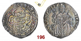 MILANO BARNABO' e GALEAZZO II VISCONTI (1355-1378) Grosso da 2 Soldi s.d. D/ Biscia viscontea accantonata da sigle B G R/ S. Ambrogio seduto con staff...