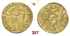 TASSAROLO AGOSTINO SPINOLA (1604-1616) Ongaro s.d. D/ Il Duca in armatura R/ Aquila bicipite coronata MIR 959/1 Au g 3,38 q.SPL