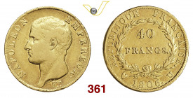 TORINO NAPOLEONE I (1804-1814) 40 Franchi 1806 Pagani 12 Au g 12,82 MB