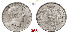 VENEZIA NAPOLEONE I, Imperatore (1804-1814) 2 Lire "puntali aguzzi" 1812 Pagani 40a Ag g 9,97 • Eccezionale FDC