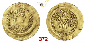 § ZECCA INCERTA DEL NORD ITALIA LONGOBARDI (568-690) Tremisse a nome di Giustiniano D/ Busto diademato R/ La Vittoria con corona e globo MEC 294v. Ars...