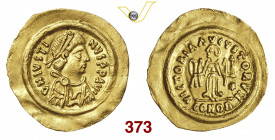 § ZECCA INCERTA DEL NORD ITALIA LONGOBARDI (568-690) Tremisse a nome di Giustino II D/ Busto diademato R/ La Vittoria con corona e globo MEC 298 Arsla...