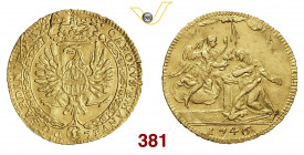 CARLO EMANUELE III (1730-1773) Zecchino "dell'Annunciazione" 1746 Torino D/ Aquila coronata ad ali spiegate R/ Scena dell'Annunciazione MIR 916b Au g ...