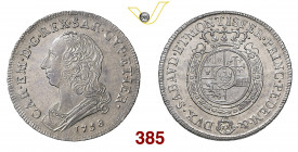 CARLO EMANUELE III (1730-1773) Mezzo Scudo 1758 Torino MIR 947d Ag g 17,58 • Di elevata qualità SPL/q.FDC
