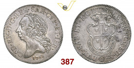 CARLO EMANUELE III, monetazione per la Sardegna (1730-1773) Mezzo Scudo 1768 Torino MIR 958a Ag g 11,72 • Gradevole patina, esemplare di notevole qual...