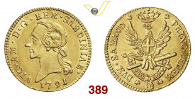 VITTORIO AMEDEO III (1773-1796) Mezza Doppia 1791 Torino MIR 948f Au g 4,55 • Magnifico esemplare SPL÷FDC