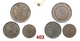 CARLO FELICE (1821-1831) 5 Cent, 3 Cent e 1 Cent 1826 Torino Pagani 127/130/132 Cu SPL÷FDC
