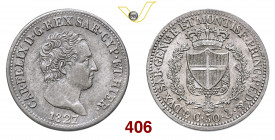 CARLO FELICE (1821-1831) 50 Centesimi 1827 Genova Pagani 114 Ag g 2,48 q.FDC