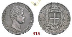 CARLO ALBERTO (1831-1849) 5 Lire 1833 Genova Pagani 233 Ag g 24,83 • Bordo abilmente ripreso BB÷SPL