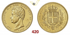 CARLO ALBERTO (1831-1849) 100 Lire 1840 Genova Pagani 149 Au g 32,23 • Rovescio dai fondi speculari; solo 1103 es. coniati ! SPL