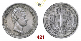 CARLO ALBERTO (1831-1849) 50 Centesimi 1843 Torino Pagani 324 Ag g 2,46 BB