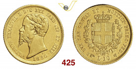 VITTORIO EMANUELE II, re di Sardegna (1849-1861) 10 Lire 1850 Torino MIR 1056b Au g 3,22 • Colpetto di lima (?) al bordo del R/; conservazione insolit...