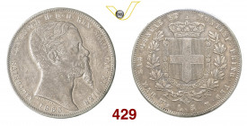 VITTORIO EMANUELE II - Re di Sardegna (1849-1861) 5 Lire 1853 Genova Pagani 376 MIR 1057g Ag • Sigillata Tevere q.BB