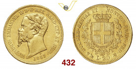 VITTORIO EMANUELE II, Re di Sardegna (1849-1861) 20 Lire 1859 Genova Pagani 354 MIR 1055t Au g 6,43 SPL+