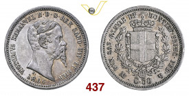 VITTORIO EMANUELE II, Re di Sardegna (1849-1861) 50 Centesimi 1860 Milano Pagani 427 Ag g 2,50 • D/ parzialmente opaco, altrimenti SPL