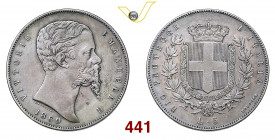 VITTORIO EMANUELE II, Re Eletto (1859-1861) 5 Lire 1860 Bologna Pagani 433 Ag g 24,90 BB+