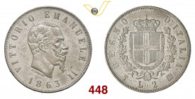 VITTORIO EMANUELE II (1861-1878) 2 Lire 1863 Torino Pagani 507 MIR 1083d Ag g 9,95 SPL÷FDC